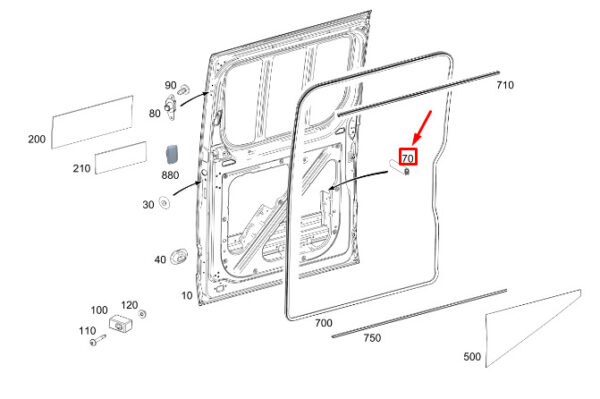 A0009870772 - MB SPRINTER 907 anti-scratch strip for sliding door A0009870772 original part