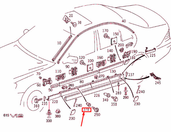 A0009885581 - MERCEDES-BENZ S W220 rocker arm shape clip A0009885581 NEW GENUINE