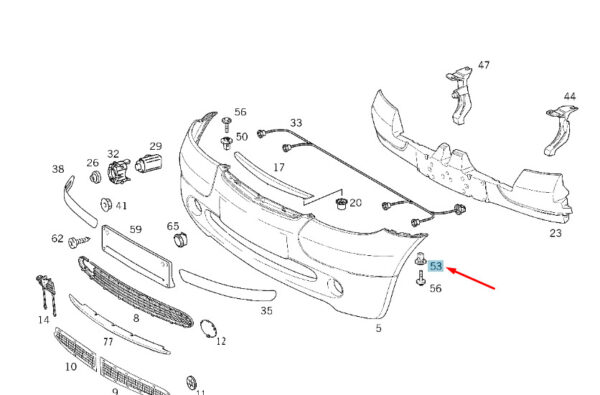 A0009888825 - MERCEDES-BENZ A W168 Front Bumper Dowel A0009888825 NEW GENUINE