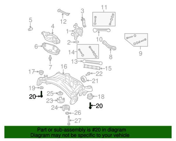 A0009904303 - NEW MERCEDES-BENZ SLK SLC CLASS SUSPENSION CROSS MEMBER BOLT A0009904303