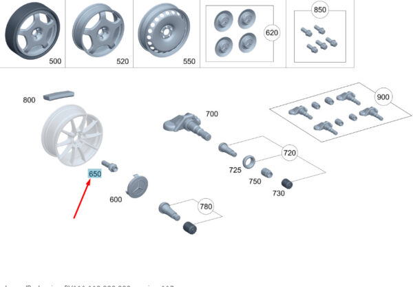 A0009904418 - New MERCEDES-BENZ GLE W167 Wheel Screw A0009904418