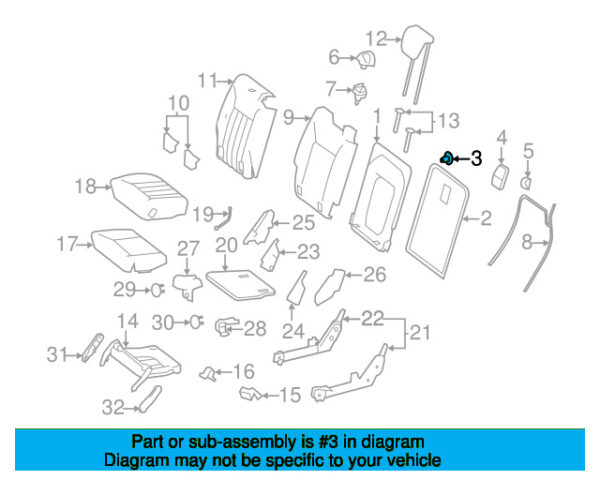 A0009916598 - Mercedes-Benz clip for rear seat back A0009916598