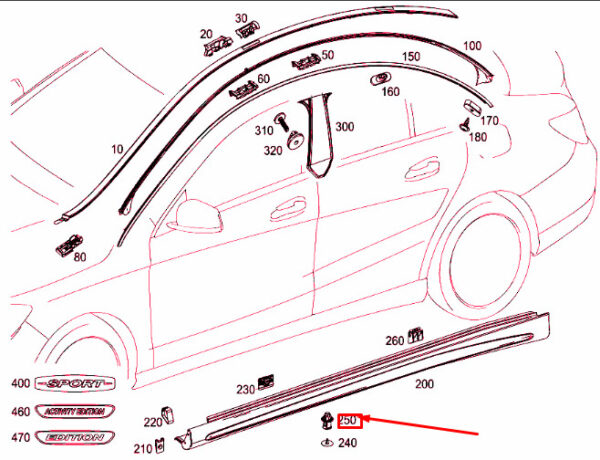A0009917298 - NEW MERCEDES-BENZ C117 SIDE SILLS ROCKER COVER TRIM CLIP A0009917298