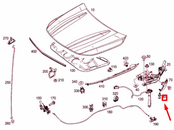 A0009919240 - NEW MERCEDES-BENZ CLA C117 FRONT HOOD SPREADER A0009919240 ORIGINAL