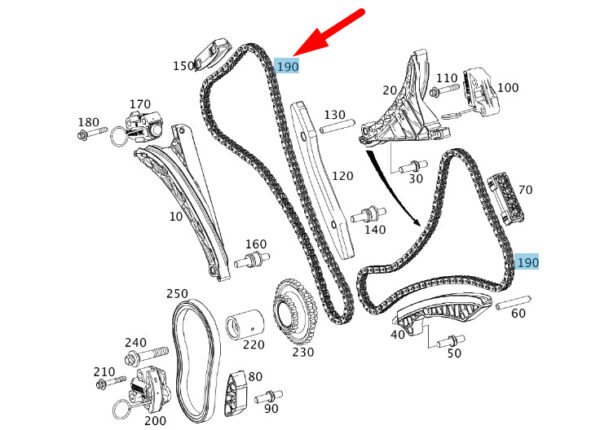 A0009933078 - Mercedes-Benz SLK R172 Tooth Chain A0009933078 NEW ORIGINAL