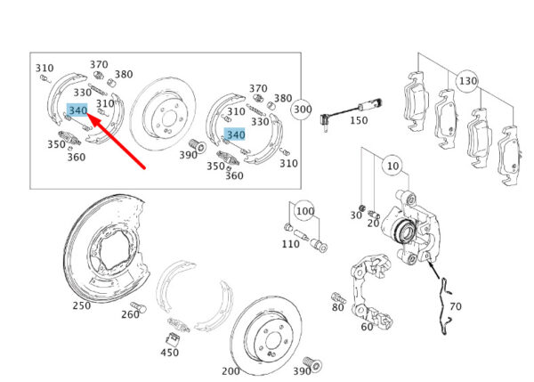 A0009937311 - NEW MB C W204 REAR BRAKE SHOE RETURN EXTENSION SPRING A0009937311 ORIGINAL