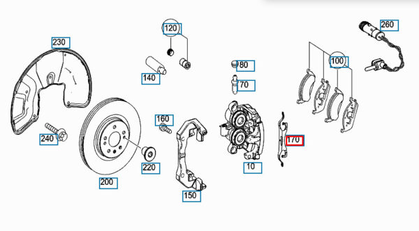 A0009937407 - Mercedes-Benz GLE W166 brake lining spring front A0009937407 NEW ORIGINAL