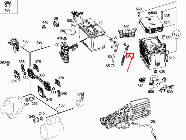 A0009974507 - New MERCEDES-BENZ E W213 Battery Venting Hose A0009974507
