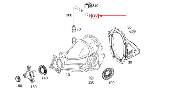 A0009979811 - New MB GLE W167 Transm. Housing Ventilation Elbow Fitring A0009979811