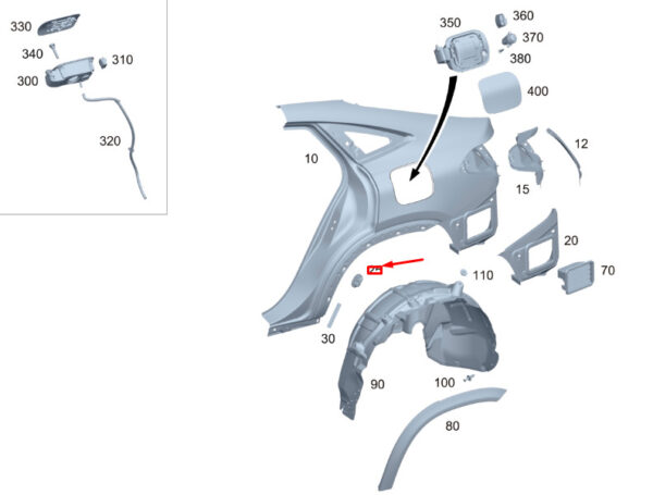 A0009981007 - NEW MERCEDES-BENZ GLE W167 REAR FENDER SIDE PANEL STOP A0009981007