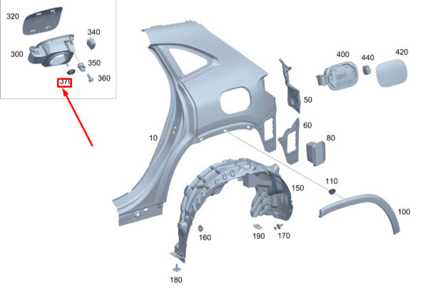 A0009986400 - New MB GLA H247 Rear Recess Socket Feed-Throught Grommet A0009986400