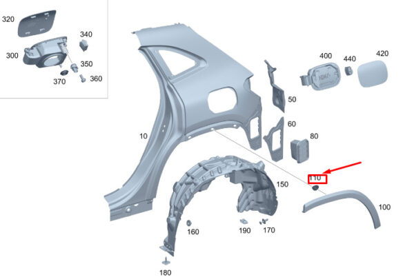 A0009989705 - NEW MB GLA H247 REAR FENDER RIGHT ORIGINAL