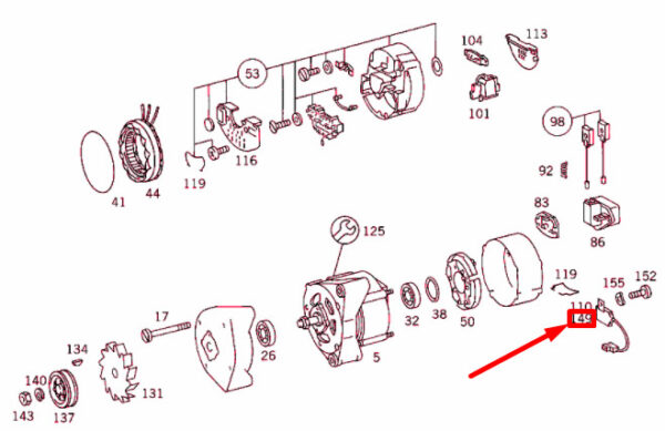 A0011566901 - NEW MB SL R129 ALTERNATOR INTERFERENCE SUPPRESSION CONDENSER A0011566901