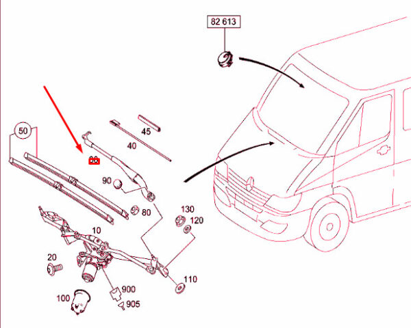 A0018206144 - NEW MERCEDES-BENZ SPRINTER 906 FRONT LEFT WIPER ARM RHD A0018206144 ORIGINAL