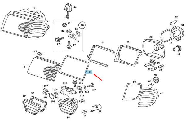 A0018261480 - NEW MERCEDES-BENZ S W126 LIGHTING UNIT LENS SEAL A0018261480 GENUINE
