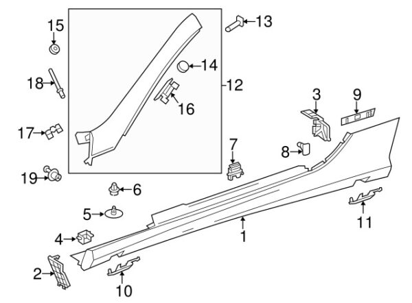 A0019910798 - NEW MERCEDES-BENZ SL CLASS FRONT ROCKER PANEL MOLD PLATE A0019910798 GENUINE