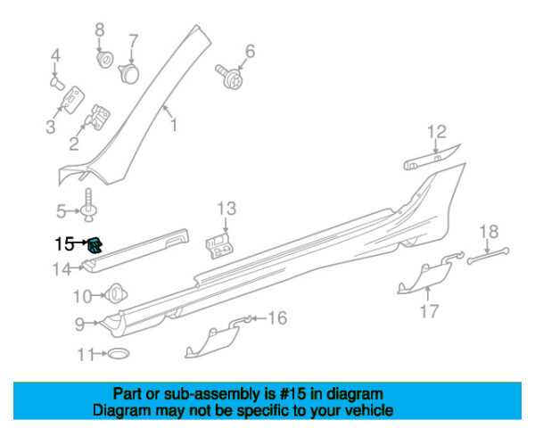 A0019913071 - Mercedes-Benz Rocker Panel Molding Reinforcement Clip A0019913071