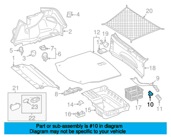 A0019913598 - Mercedes-Benz clip for trunk trim rear right A0019913598