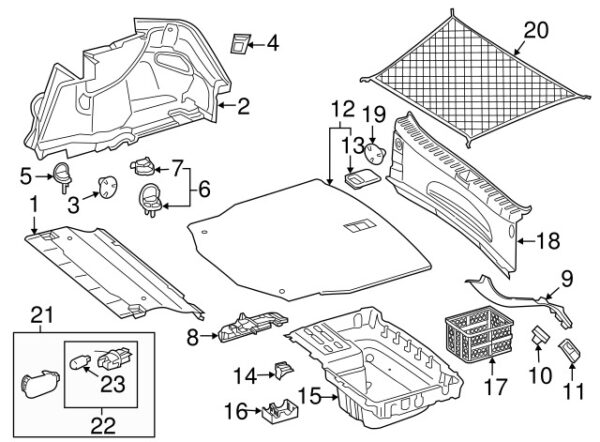 A0019913598 - Mercedes-Benz clip for trunk trim rear right A0019913598
