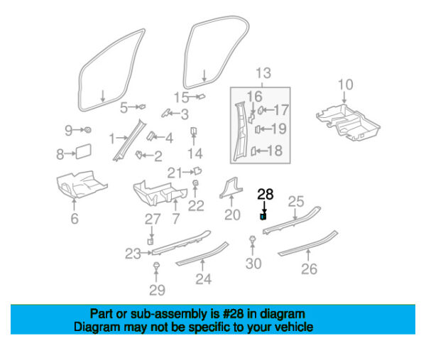 A0019914670 - Mercedes-Benz entry strip clip rear A0019914670