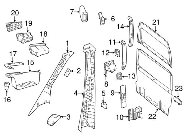 A0019917670 - NEW MERCEDES-BENZ SPRINTER CLASS BODY B-PILLAR TRIM PANEL CLIP A0019917670