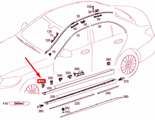 A0019917871 - NEW MERCEDES-BENZ C W205 FRONT ROCKER SHAPES MOUNTING CLIP A0019917871