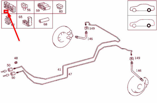 A0019952265 - NEW MERCEDES-BENZ E W210 FIRE WALL LEFT BRAKE LINE CLAMP A0019952265 ORIGINAL