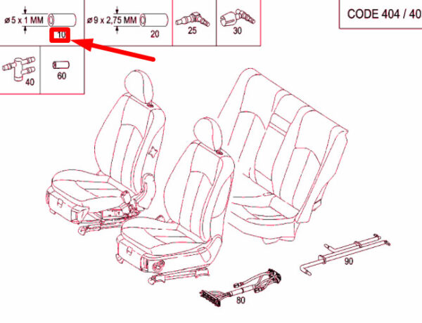 A0019973952 - MERCEDES-BENZ S W221 FRONT SEAT DISTRIBUTOR HOSE A0019973952 NEW GENUINE