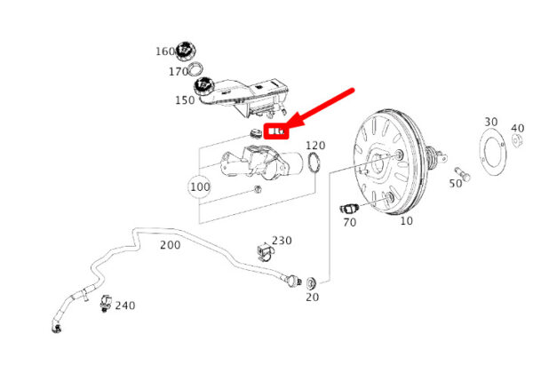 A0019984501 - New MB CLA C117 Brake Master Cylinder Feed-Through Grommet A0019984501