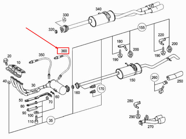 A0025400117 - NEW MERCEDES-BENZ S W221 LAMBDA OXYGEN SENSOR A0025400117 ORIGINAL
