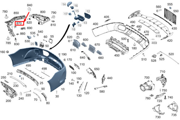 A0025451840 - MERCEDES-BENZ AMG GT X290 Rear LH Bumper Lateral Support A0025451840 NEW GENUINE
