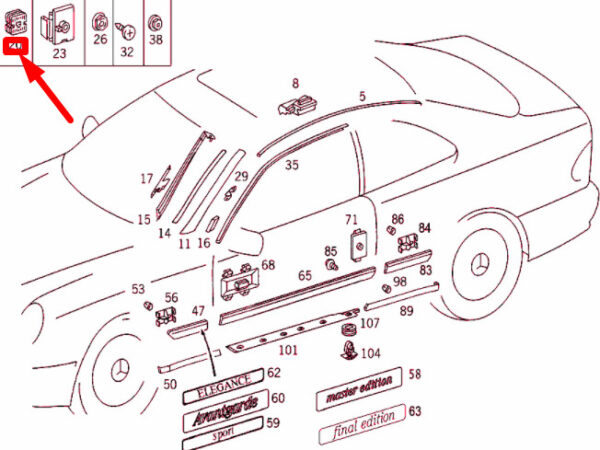 A0029880781 - NEW MERCEDES-BENZ CLK C208 BODY BROOM QUICK FIXER-A0029880781 GENUINE