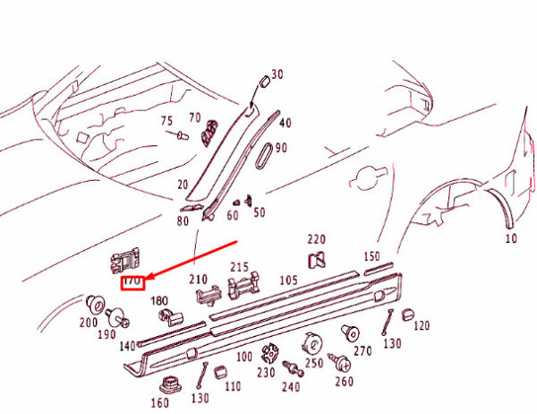 A0029883881 - New MERCEDES-BENZ SLK R170 Front Fender Snap Fastener A0029883881
