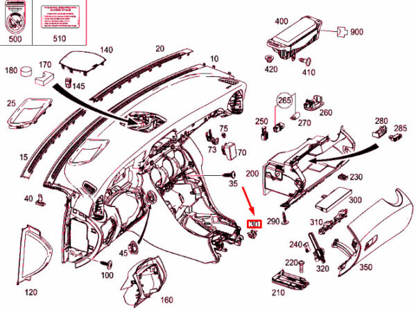 A0029916170 - New MB C W205 Instrument Panel Cover Mounting Clamp A0029916170