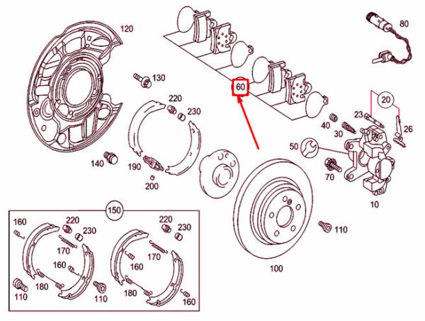 A003420272041 - NEW MERCEDES-BENZ C W203 REAR WHEEL BRAKE PAD SET A003420272041 OEM