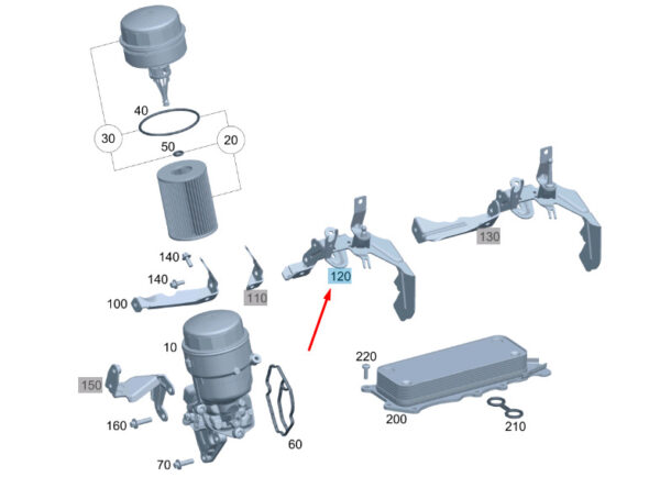 A6421599740 - NEW MB S W222 ENGINE OIL FILTER AND OIL COOLER BRACKET A6421599740 ORIGINAL