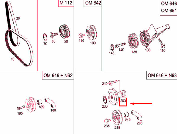 A6462300640 - Mercedes-Benz Vito W639 Belt Clamping Roller A6462300640 NEW GENUINE
