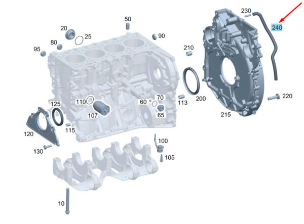 A6510160181 - New MB SPRINTER W906 Cylinder Crankcase Molded Hose A6510160181