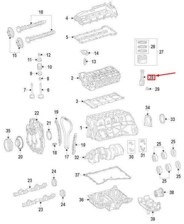 A6510300020 - NEW MERCEDES-BENZ GLK X204 CONROD AND PISTON CONNECTING ROD A6510300020 ORIGINAL