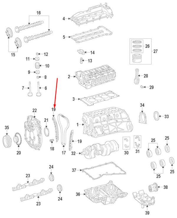 A6510520100 - NEW MERCEDES-BENZ GLK X204 ENGINE TIMING CHAIN GUIDE A6510520100