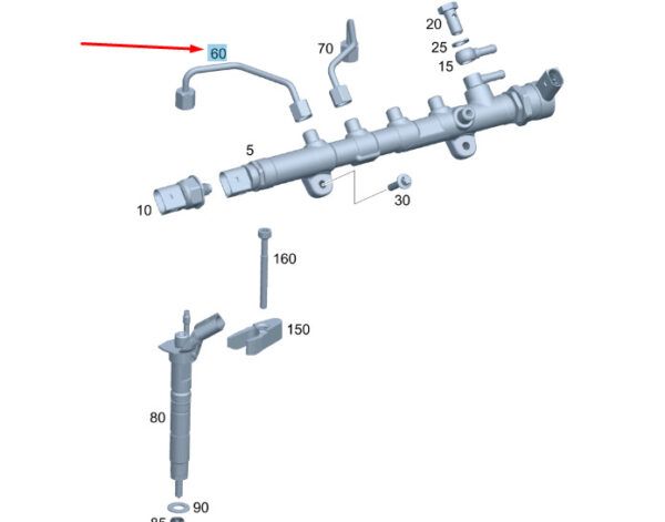 A6510704533 - NEW MB GLC C253 FUEL INJECTION DISTRIBUTOR PRESSURE LINE A6510704533