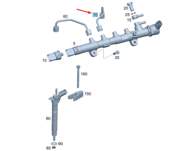 A6510704633 - MB GLC C253 injection distributor pressure line A6510704633 NEW ORIGINAL