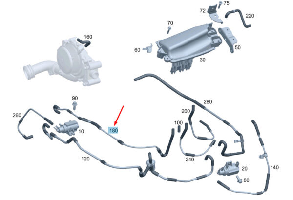 A6510706032 - MB C W204 diverter valve to pressure tank vacuum line A6510706032 NEW original