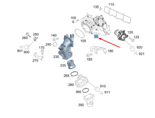 A6510900037 - NEW MB B W246 INTAKE MANIFOLD AIR LINE WITH FLAP POSITIONER A6510900037 ORIGINAL