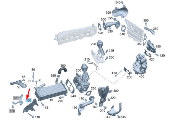 A6510900127 - MB C W204 Heat Exchanger to Oil Filter Housing Holder A6510900127, Original Part