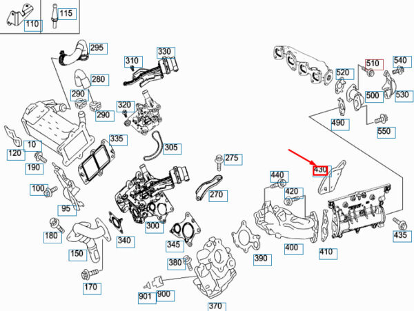 A6510901541 - New MB B W246 Charge Air Pipe To Chain Case Cover Bracket A6510901541