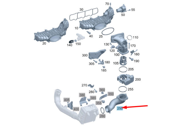 A6510901542 - NEW MB C W204 UPSTREAM OF INTAKE AIR THROTTLING AIR MANIFOLD A6510901542