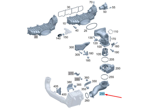 A6510903442 - NEW MB GLC C253 UPSTREAM INTAKE AIR THROTTLING AIR MANIFOLD A6510903442 ORIGINAL