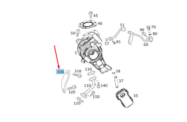 A6510964140 - New MB B W246 Turbocharger To Cylinder Crankcase Bracket A6510964140