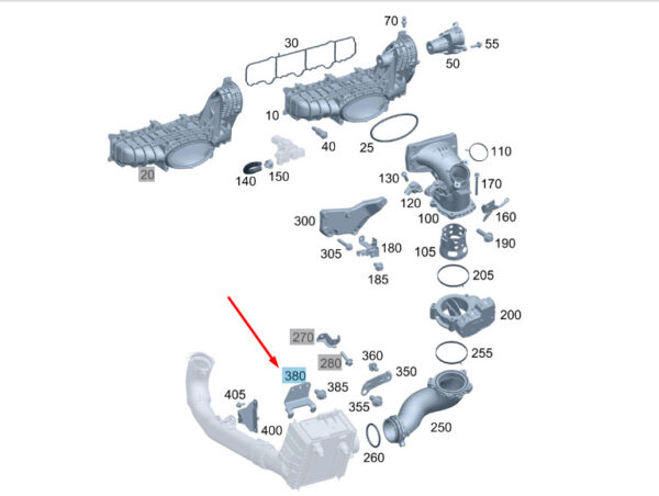 A6510982639 - NEW MB S W222 INTAKE MANIFOLD TO CHARGE AIR COOLER BRACKET A6510982639 ORIGINAL